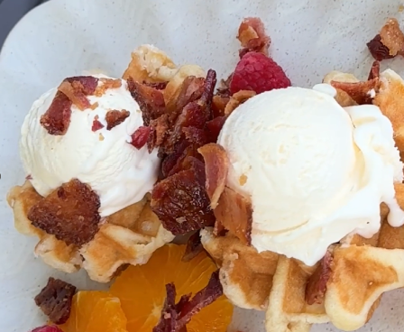Waffle Candied Bacon Sundae