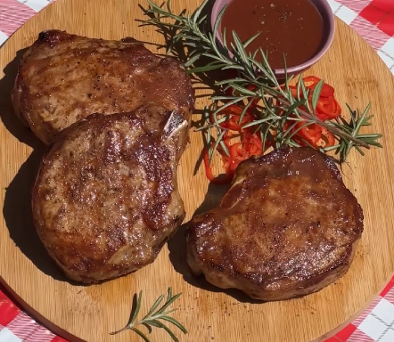 Grilled Ribeye Chops with Mole Sauce